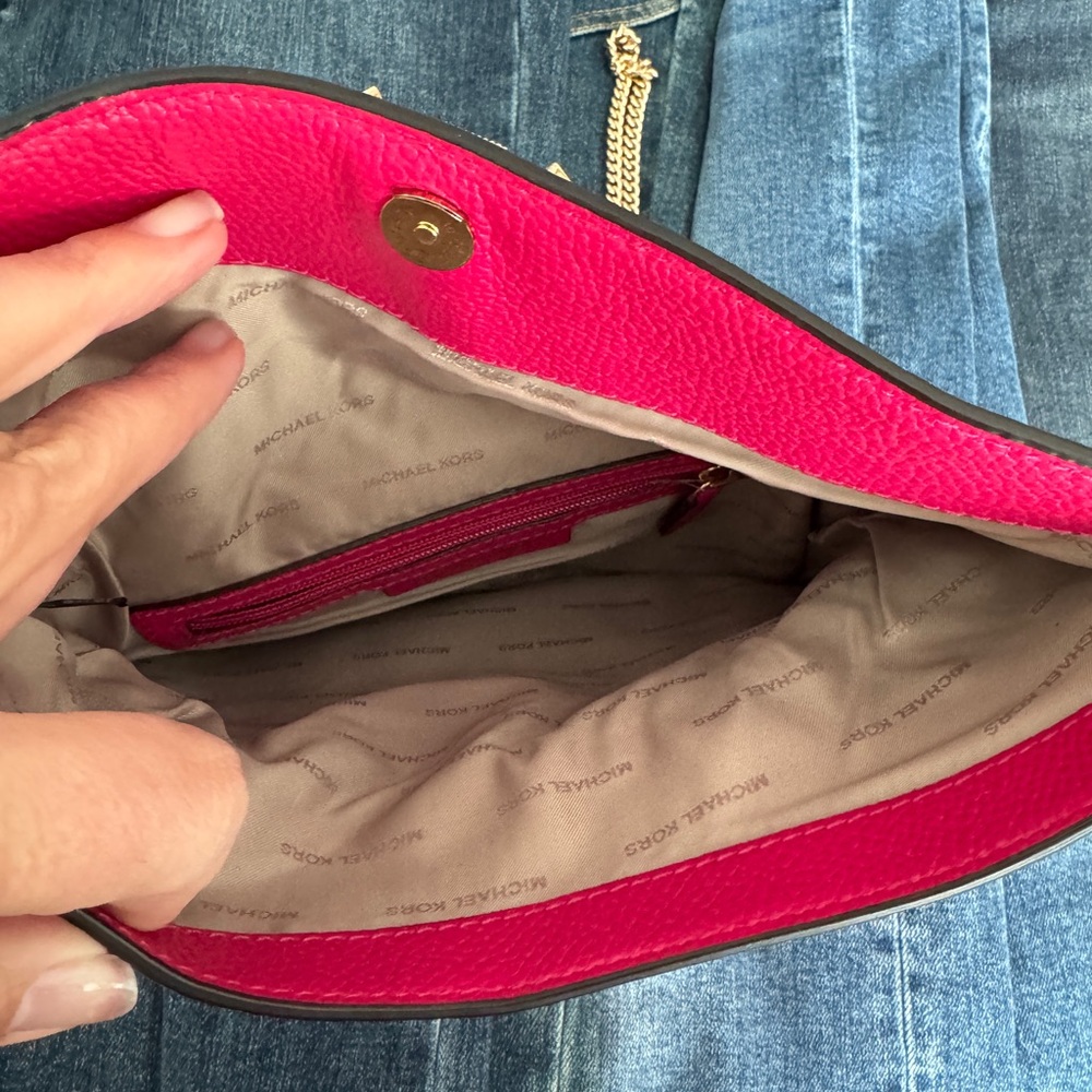Michael Kors Vibrant Pink Clutch with Gold Chain - Picture 9 of 9